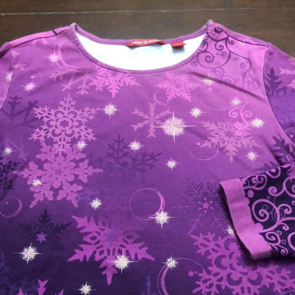 Merry & Bright Winter purple holiday shirt